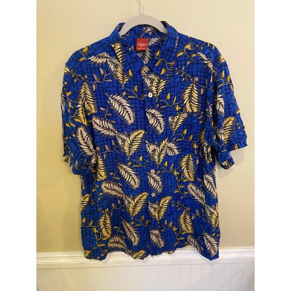 Junction West Men's Short Sleeve 100% Rayon Blue Floral Hawaiian L Shirt - Picture 1 of 6
